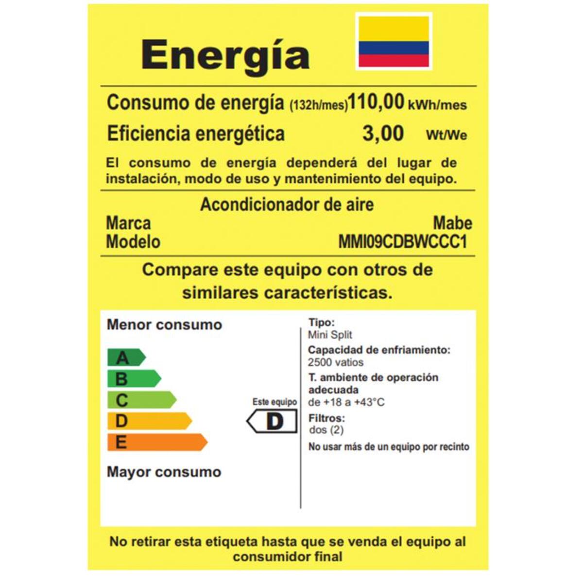 Aire Acondicionado Tradicional 220v 9000 BTU Blanco