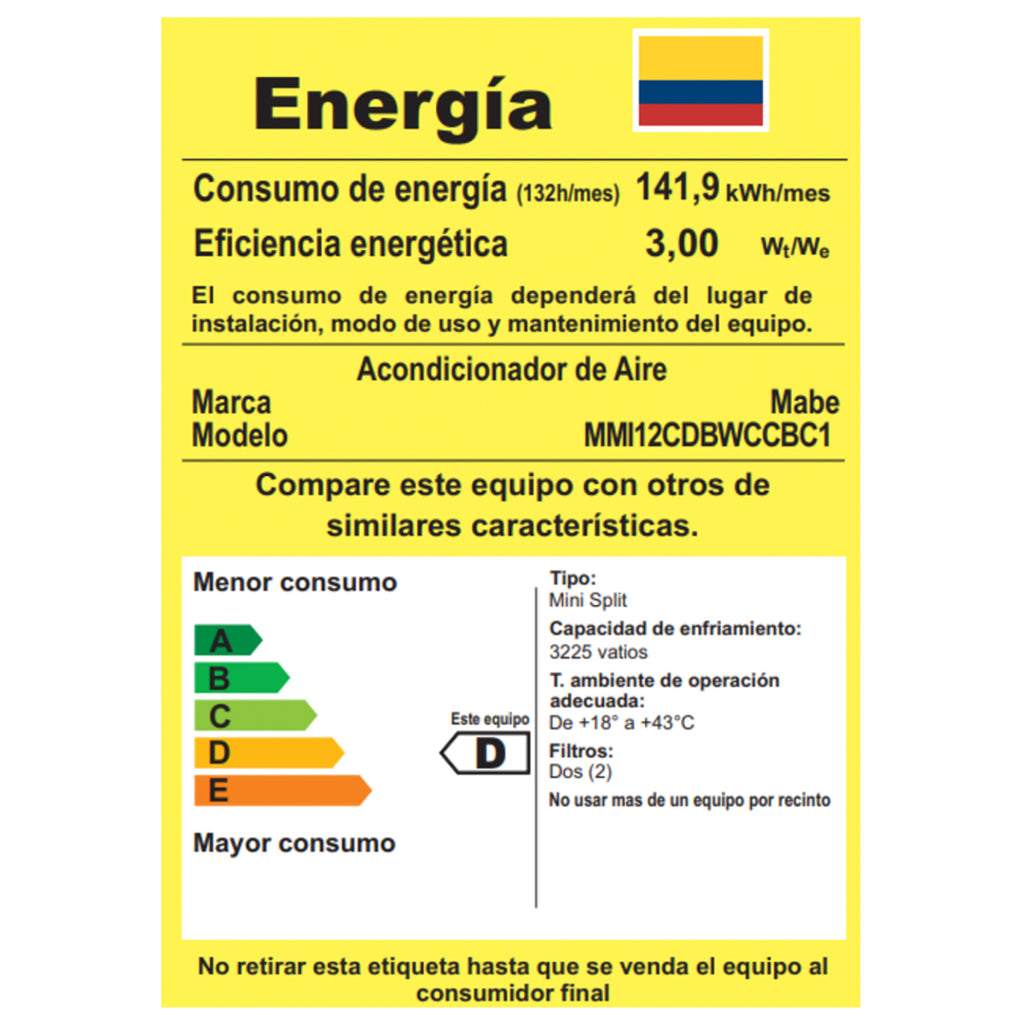 Aire Acondicionado Inverter 220v 12000 BTU Blanco
