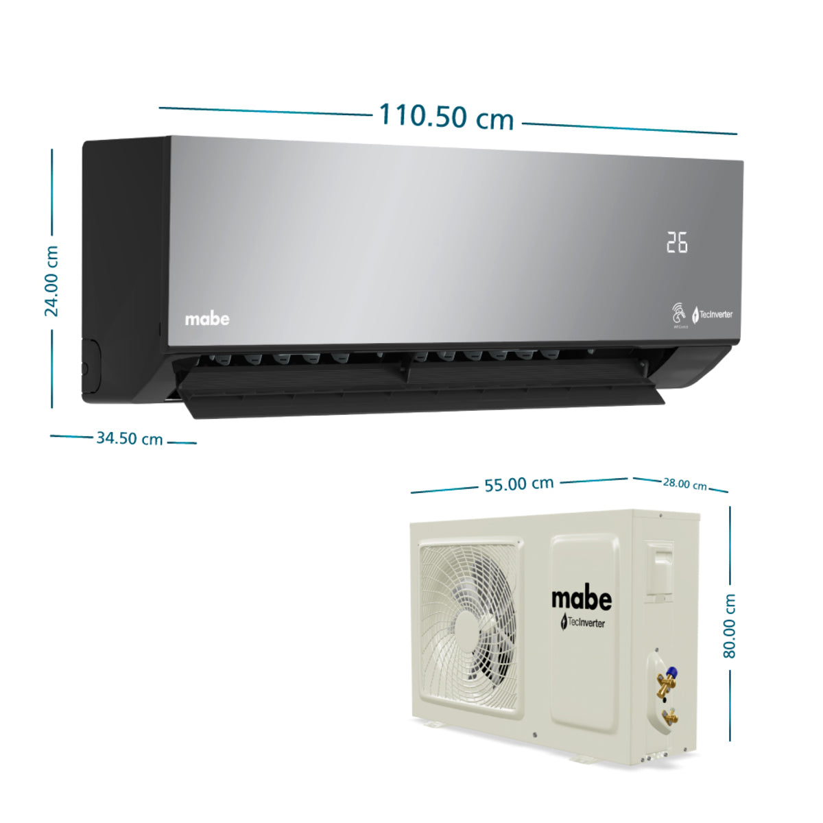 Aire Acondicionado Inverter Premium 220v 24000 BTU Negro Espejo