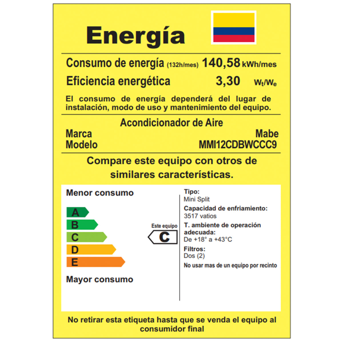 Aire Acondicionado Inverter 220V 12000 BTU Blanco