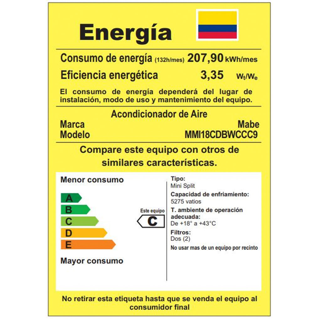 Aire Acondicionado Inverter 220V 18000 BTU Blanco