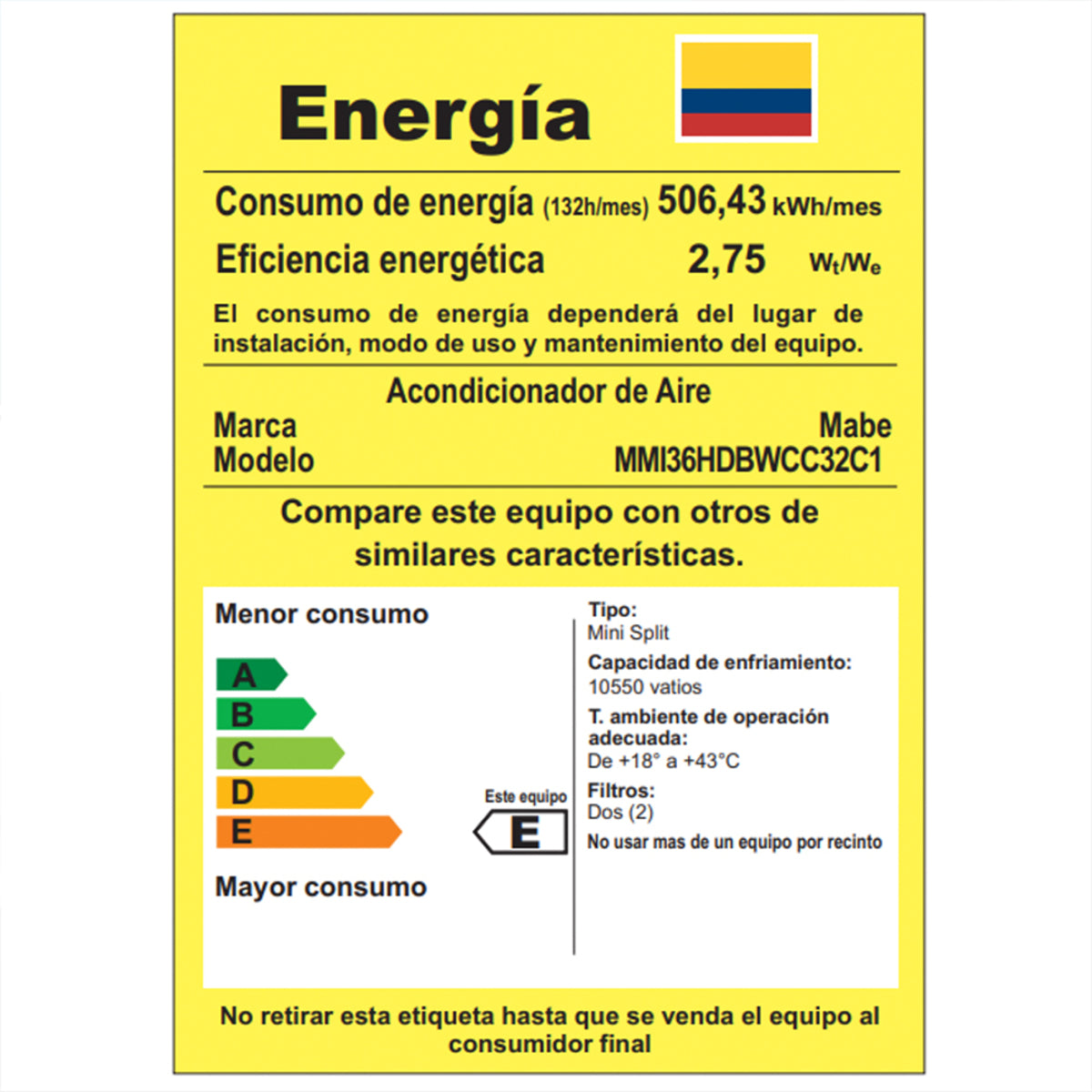 Aire Acondicionado Inverter 220v 36000 BTU Blanco